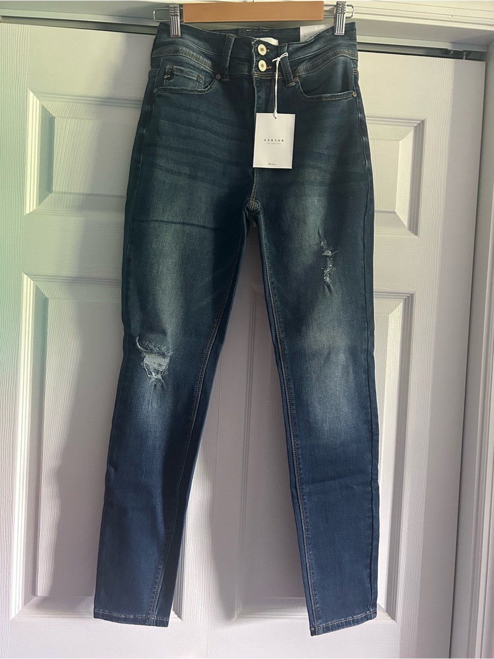 KanCan Dark Blue Distressed Women’s Skinny Jeans